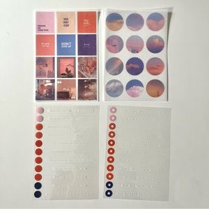 🏷️ aesthetic sunset cloud & quote PET sticker sheets set of 4